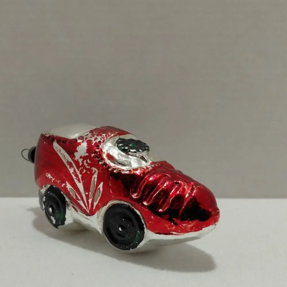 Vintage Christmas Tree Ornament Blown Glass Red Car Made in Japan